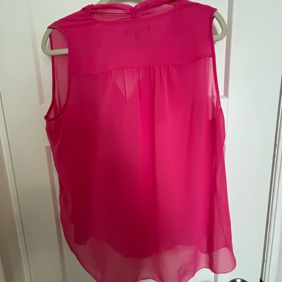 Ellen Tracey Vibrant Pink Sleeveless Sheer Blouse - Picture 3 of 3